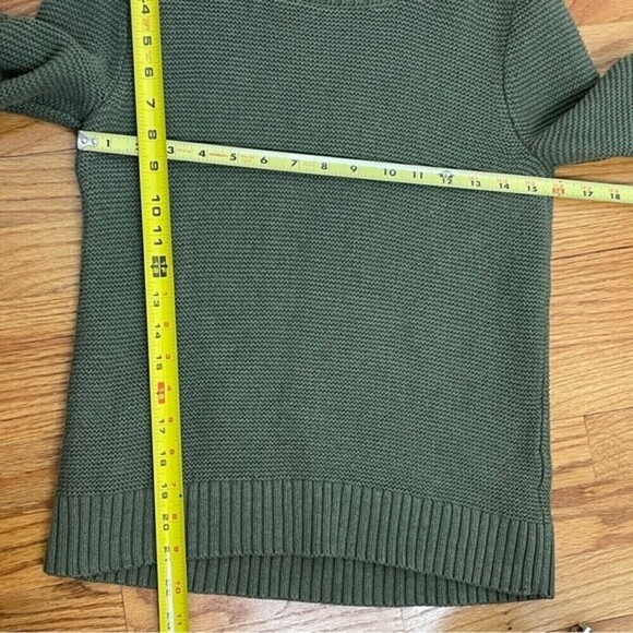 J. Crew Factory green crew neck knit sweater cotton/wool sweater - Picture 6 of 10